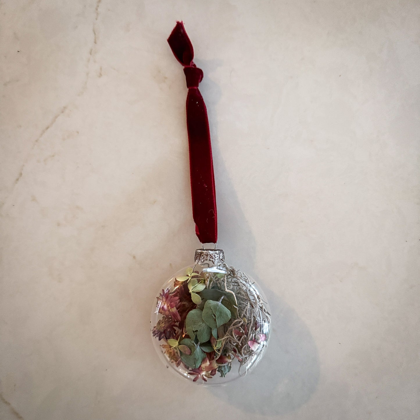 Dried Flower Glass Christmas Bauble
