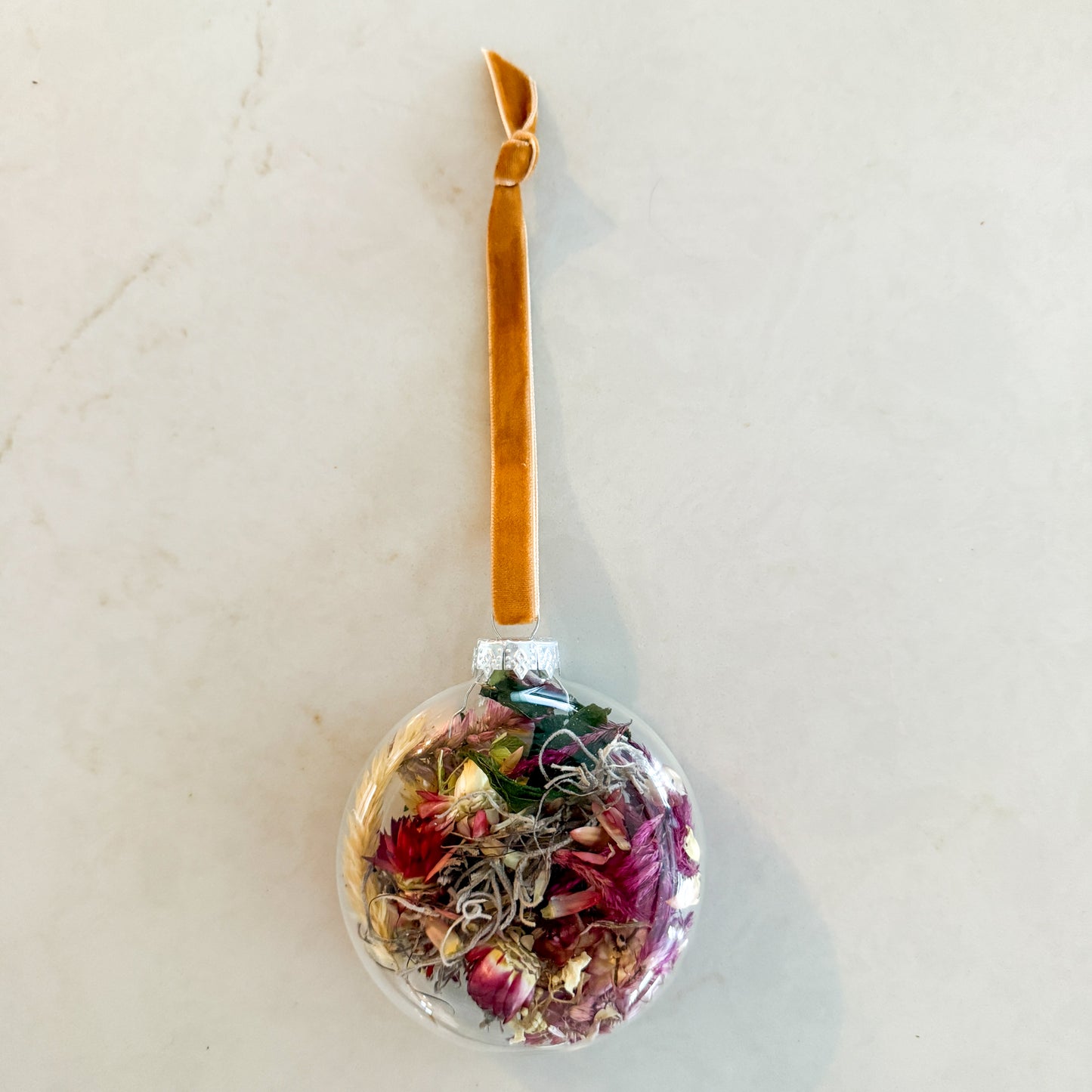 Dried Flower Glass Christmas Bauble